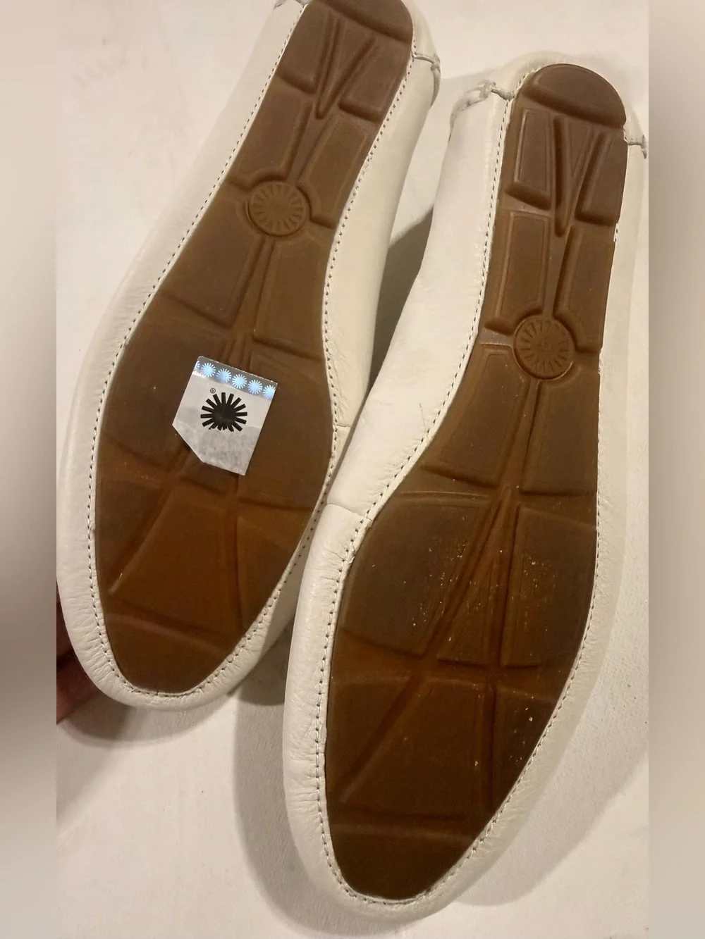 UGG White Leather Women's Driving Loafers